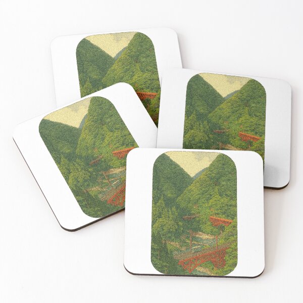Item preview, Red Bridge Through the Valley | Nostalgic Train in the Deep Forest - Scenic Railway Art designed and sold by GEEEN.
