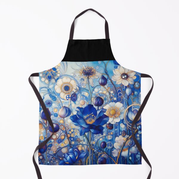 Item preview, Blue Bauerngarten – Klimt-Inspired Floral Closeup in Art Nouveau Style designed and sold by EmeraldeaArt.
