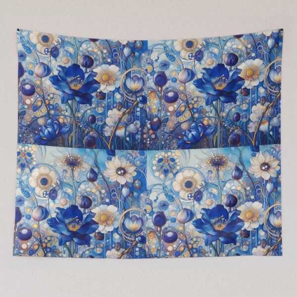 Item preview, Blue Bauerngarten – Klimt-Inspired Floral Closeup in Art Nouveau Style designed and sold by EmeraldeaArt.