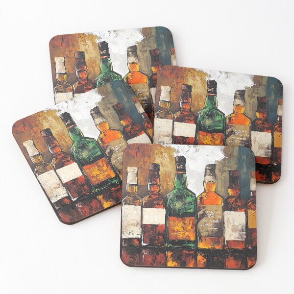 Item preview, Celebrate the Spirit of Vibrance - Colorful Liquor Bottles Reflecting Warmth and Richness designed and sold by OlfactoART Studio.