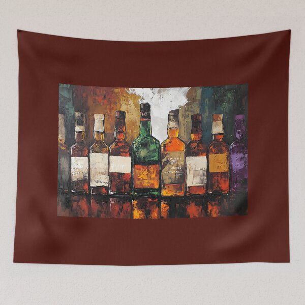 Item preview, Celebrate the Spirit of Vibrance - Colorful Liquor Bottles Reflecting Warmth and Richness designed and sold by OlfactoART Studio.