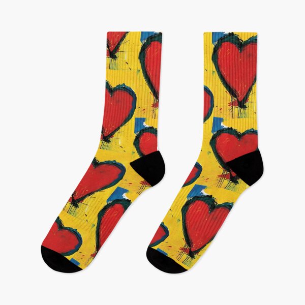 Item preview, Ignite Passion in Bold Color - Striking Red Heart on Vibrant Yellow with Expressive Contrast designed and sold by OlfactoART Studio.