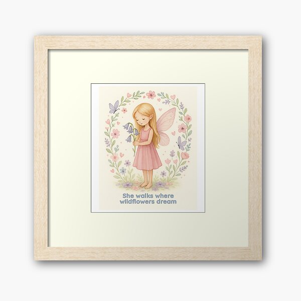 Item preview, She Walks Where Wildflowers Dream - Fairy in Flower Garland designed and sold by FunscapeHQ.