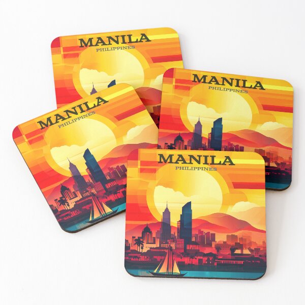 Item preview, Manila Philippines Travel Poster – Vibrant Cityscape & Sunset designed and sold by ReachForArt.
