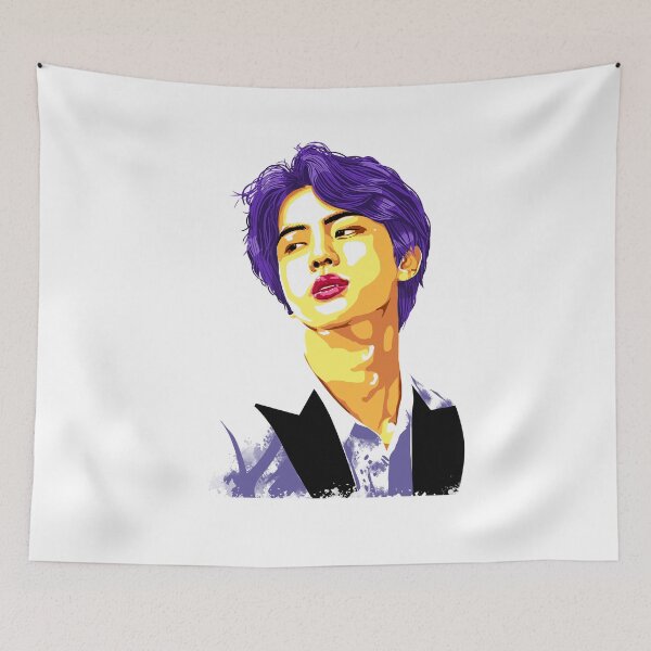 Item preview, Jin Purple Hair Elegance – BTS Art with Smoke Effect designed and sold by Chimmyxkookies.