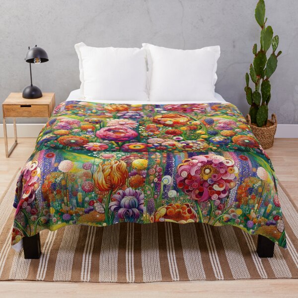 Item preview, Symbolic Flower Garden – Klimt-Inspired Colorful Botanical Art Nouveau designed and sold by EmeraldeaArt.