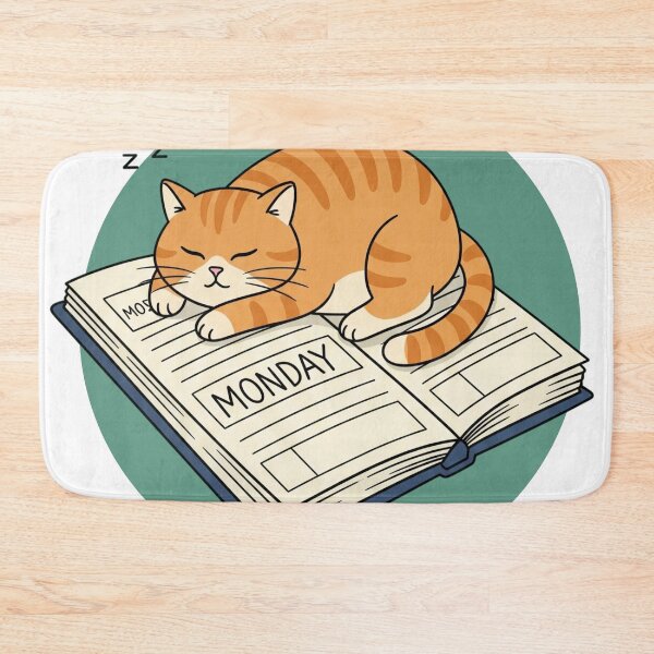 Item preview, Monday Catnap – Orange Tabby Sleeping on a Planner designed and sold by bimumonji.