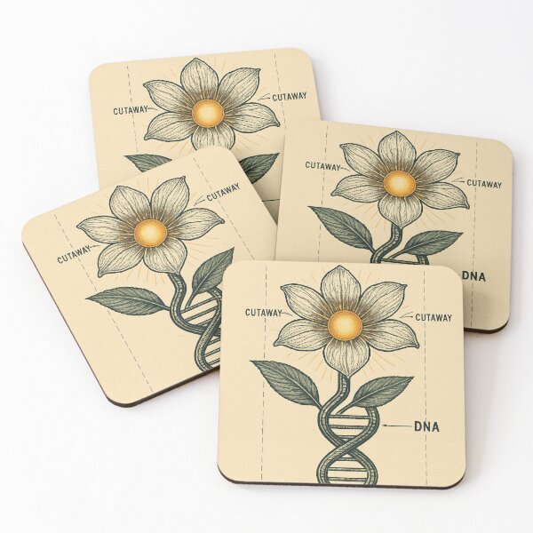 Item preview, Genetic Bloom – DNA Flower Retro Sci-Fi Botanical Concept Art designed and sold by Domci.