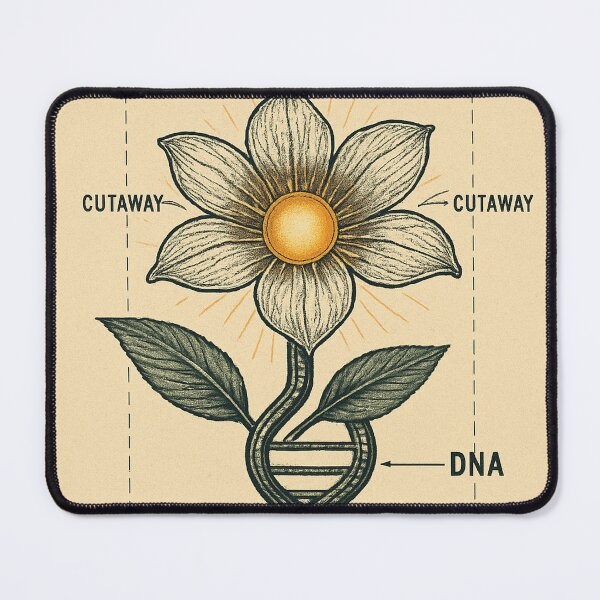 Item preview, Genetic Bloom – DNA Flower Retro Sci-Fi Botanical Concept Art designed and sold by Domci.