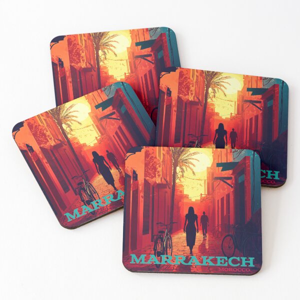 Item preview, Marrakech Morocco Travel Poster – Sunset Alleyway Cityscape designed and sold by ReachForArt.