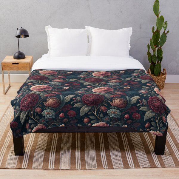Item preview, Elegant Botanical Bloom Pattern on Navy Background designed and sold by ML-Media.