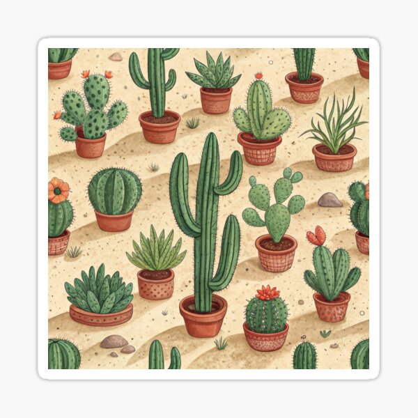 Item preview, Desert Garden: Seamless Cactus & Succulent Illustration. designed and sold by RGShirtWorks.