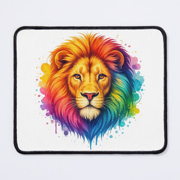 Item preview, Majestic Rainbow Lion Head with Colorful Watercolor Mane designed and sold by ArtfulWeave.