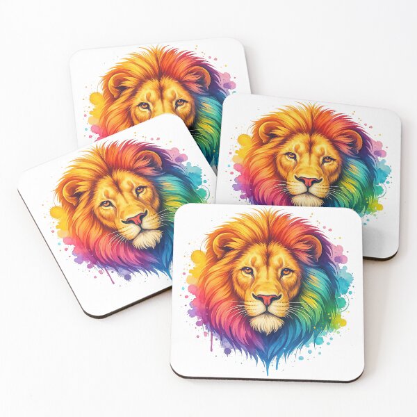 Item preview, Majestic Rainbow Lion Head with Colorful Watercolor Mane designed and sold by ArtfulWeave.