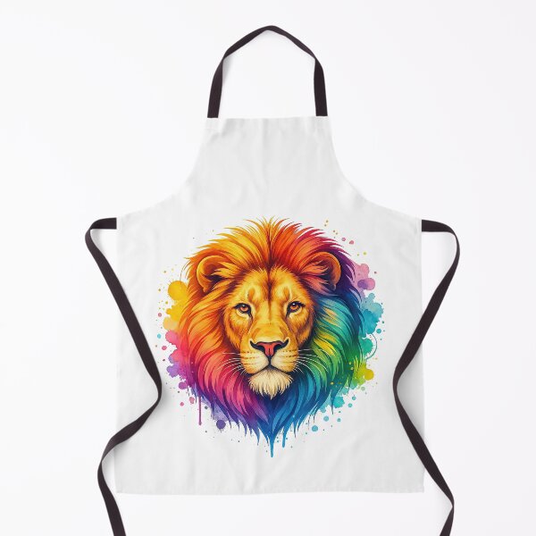 Item preview, Majestic Rainbow Lion Head with Colorful Watercolor Mane designed and sold by ArtfulWeave.