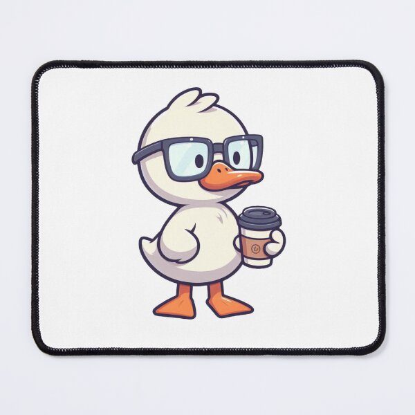 Item preview, Cute Cartoon Duck Standing with Glasses and Coffee Cup designed and sold by Confuzz1ed.