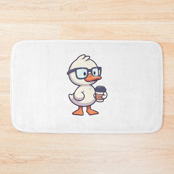 Item preview, Cute Cartoon Duck Standing with Glasses and Coffee Cup designed and sold by Confuzz1ed.