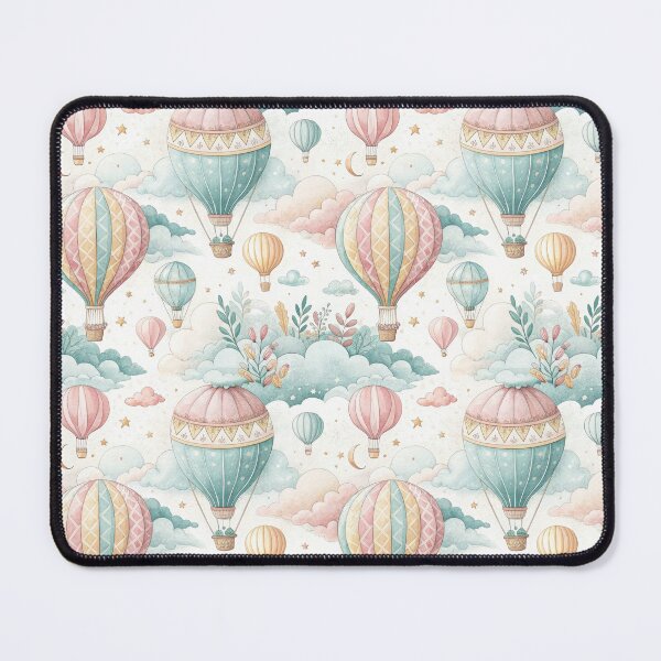 Item preview, Dreamy Pastel Hot Air Balloons and Clouds Seamless Pattern designed and sold by RGShirtWorks.