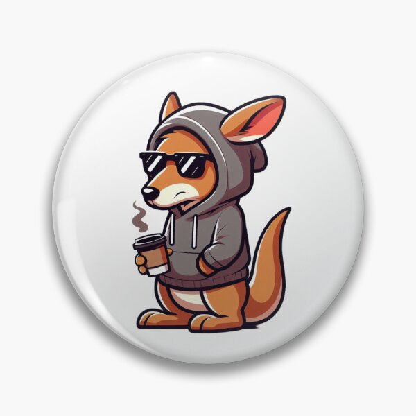 Item preview, Cartoon Kangaroo in Hoodie and Sunglasses Holding Coffee Cup designed and sold by Confuzz1ed.