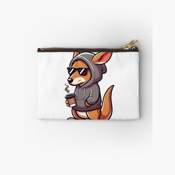 Item preview, Cartoon Kangaroo in Hoodie and Sunglasses Holding Coffee Cup designed and sold by Confuzz1ed.