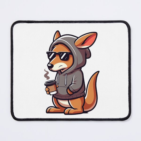 Item preview, Cartoon Kangaroo in Hoodie and Sunglasses Holding Coffee Cup designed and sold by Confuzz1ed.