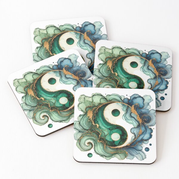 Artikelvorschau, Elegantes Yin-Yang-Alkoholtinten-Design mit goldenen Akzenten entworfen und verkauft von asudesign.