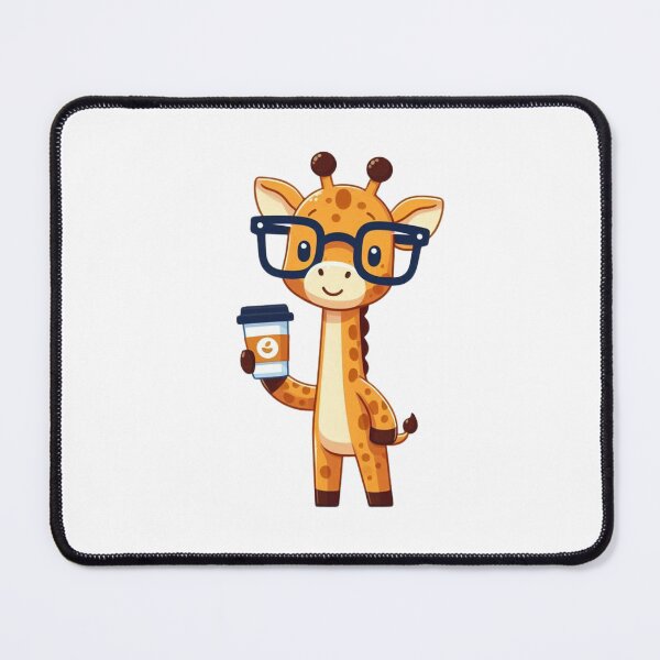 Item preview, Cartoon Giraffe Standing with Coffee Cup and Glasses designed and sold by Confuzz1ed.