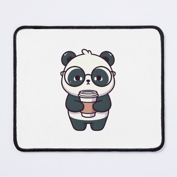 Item preview, Sleepy Panda Standing with Coffee Cup and Round Glasses designed and sold by Confuzz1ed.