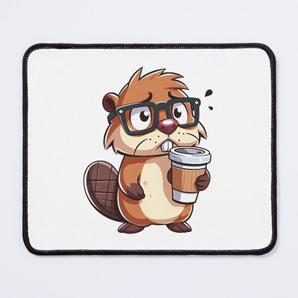 Item preview, Stressed Cartoon Beaver Standing with Coffee and Glasses designed and sold by Confuzz1ed.