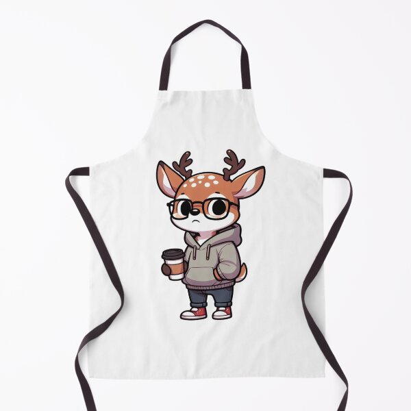 Item preview, Cartoon Deer in Glasses Holding Coffee and Wearing Hoodie designed and sold by Confuzz1ed.