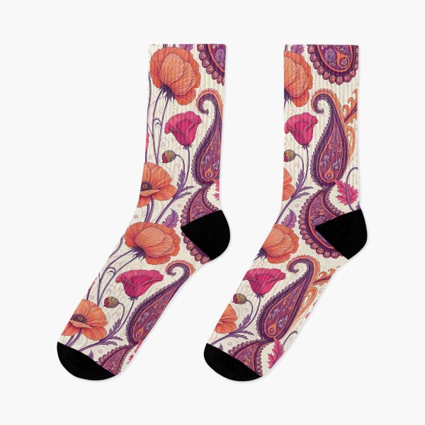 Item preview, Vibrant Poppies and Paisley Seamless Pattern. designed and sold by RGShirtWorks.