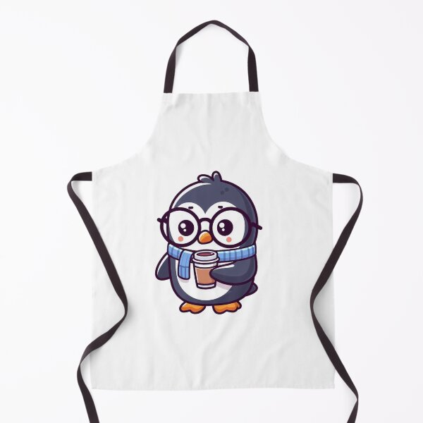 Item preview, Anxious Cartoon Penguin with Coffee Cup and Glasses designed and sold by Confuzz1ed.