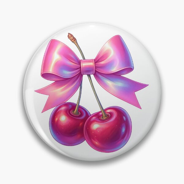 Item preview, Glossy Pink Bow with Juicy Cherries Cute Fruit Design designed and sold by ArtfulWeave.