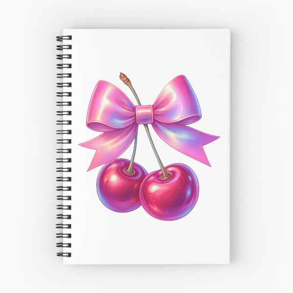 Item preview, Glossy Pink Bow with Juicy Cherries Cute Fruit Design designed and sold by ArtfulWeave.