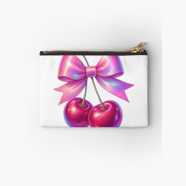 Item preview, Glossy Pink Bow with Juicy Cherries Cute Fruit Design designed and sold by ArtfulWeave.