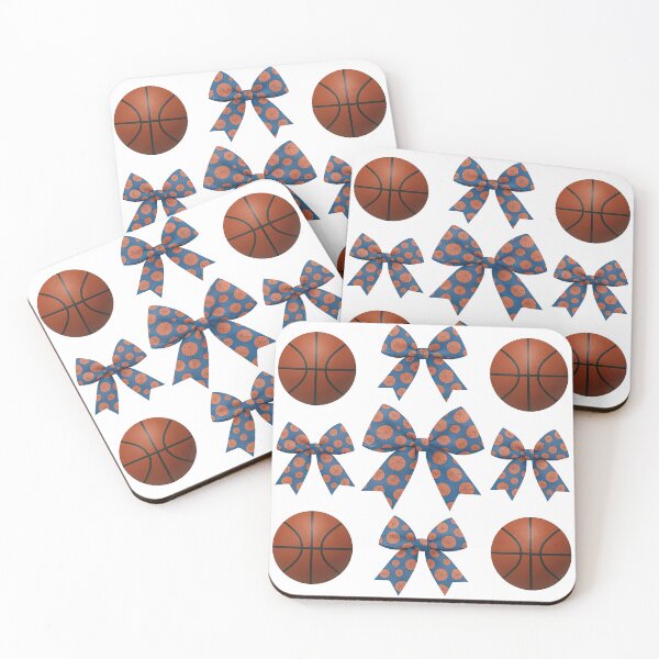 Item preview, Basketball and Bow Pattern Design with Sporty Blue and Orange Theme designed and sold by ArtfulWeave.
