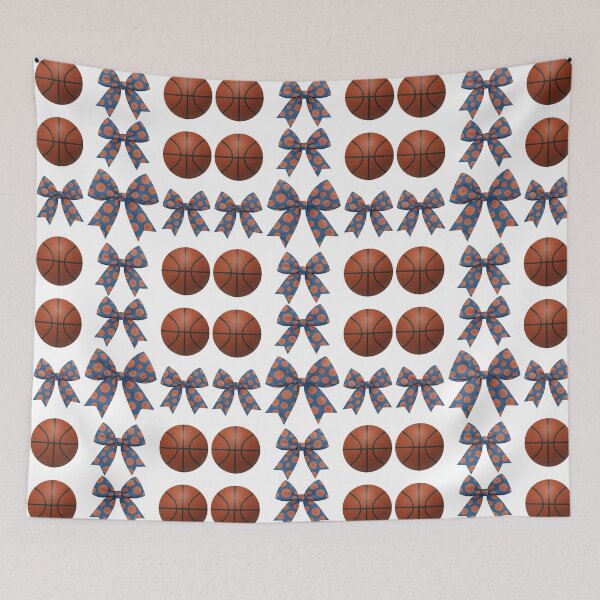 Item preview, Basketball and Bow Pattern Design with Sporty Blue and Orange Theme designed and sold by ArtfulWeave.