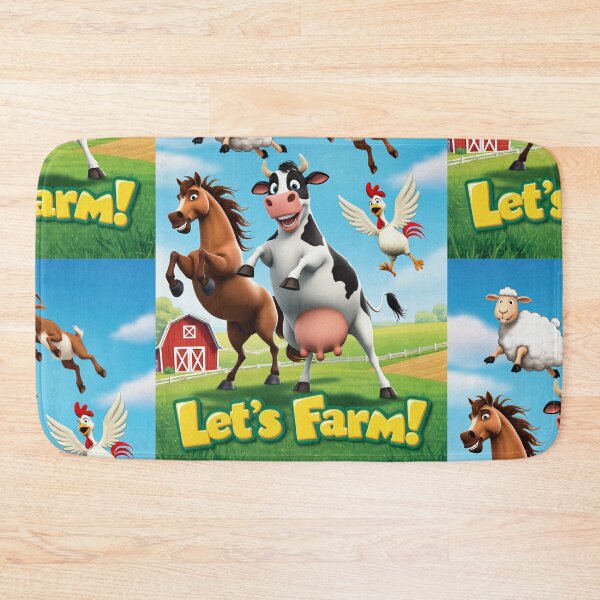 Item preview, Let's farm cartoon poster designed and sold by Vintage Designs +.
