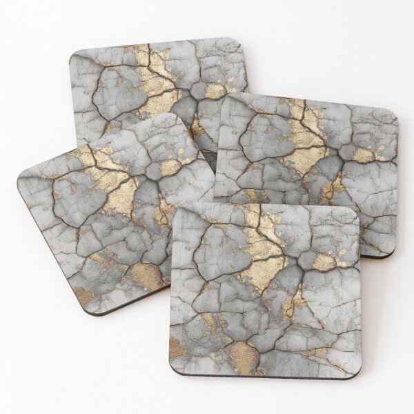 Item preview, Kintsugi Style Golden Cracks on Grey Concrete Wall Texture Abstract. designed and sold by RGShirtWorks.