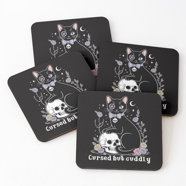 Item preview, Cursed But Cuddly Gothic Black Cat Occult Cute Aesthetic Shirt for Girls  designed and sold by DigitalArtByNow.