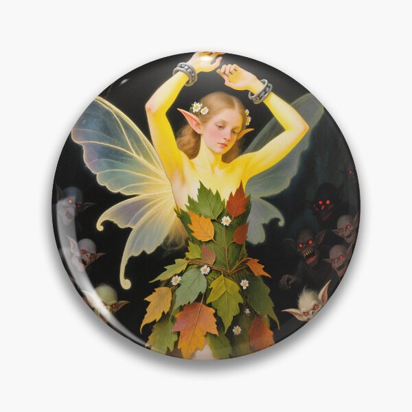 Item preview, Chained magical Fairy surrounded by evil goblins Fey Folk art designed and sold by Vintage Designs +.