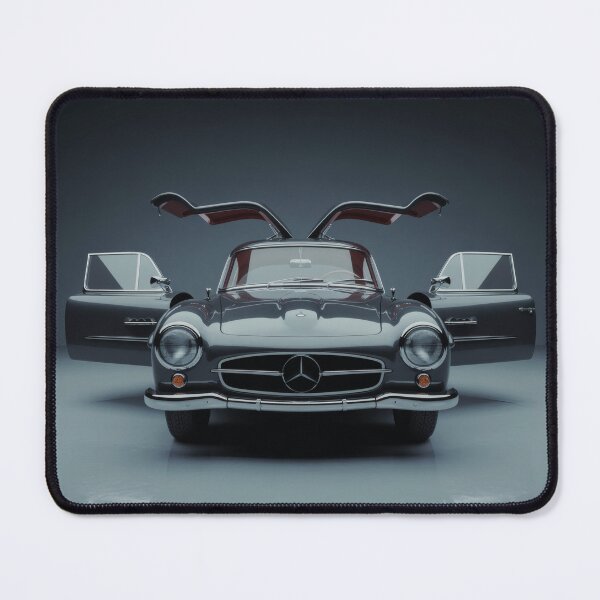 Item preview, Black Mercedes-Benz 300 SL Gullwing - Front View with Doors Open | High-Res Automotive Studio Art designed and sold by JEOSALE.