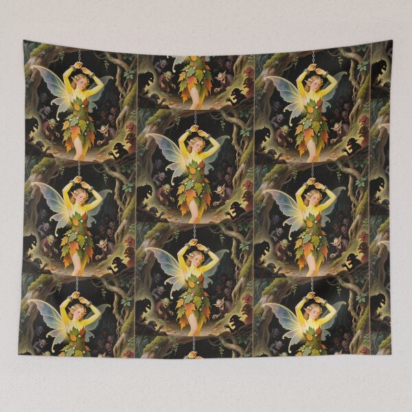 Item preview, Chained magical Fairy surrounded by evil goblins Fey Folk art designed and sold by Vintage Designs +.