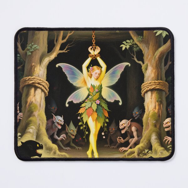 Item preview, Chained magical Fairy surrounded by evil goblins Fey Folk art designed and sold by Vintage Designs +.