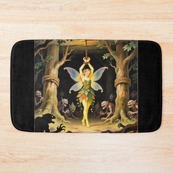 Item preview, Chained magical Fairy surrounded by evil goblins Fey Folk art designed and sold by Vintage Designs +.
