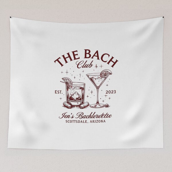 Item preview, "The Bach Club" Vintage Bachelorette Party Cocktail Logo designed and sold by Colorful-Garden.