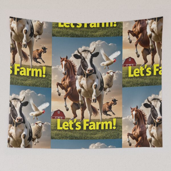 Item preview, Copy of Let's farm dynamic farm animals poster designed and sold by Vintage Designs +.