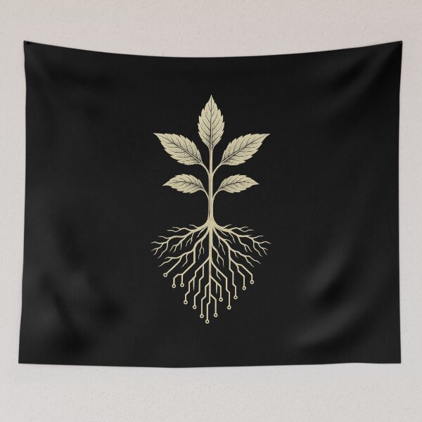 Item preview, Root Circuit – Cybernetic Plant Roots Sci-Fi Botanical Tech Art designed and sold by Domci.
