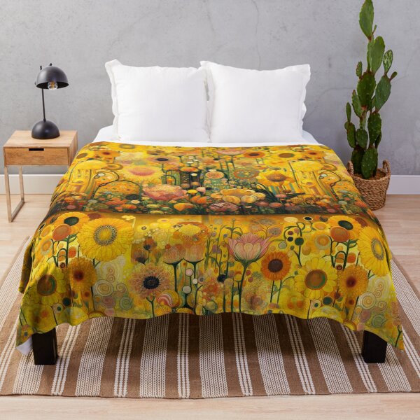 Item preview, Golden Blooming Whispers – Symbolist Floral Closeup in Klimt Style designed and sold by EmeraldeaArt.