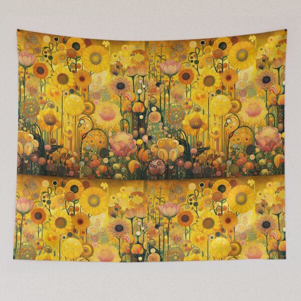 Item preview, Golden Blooming Whispers – Symbolist Floral Closeup in Klimt Style designed and sold by EmeraldeaArt.